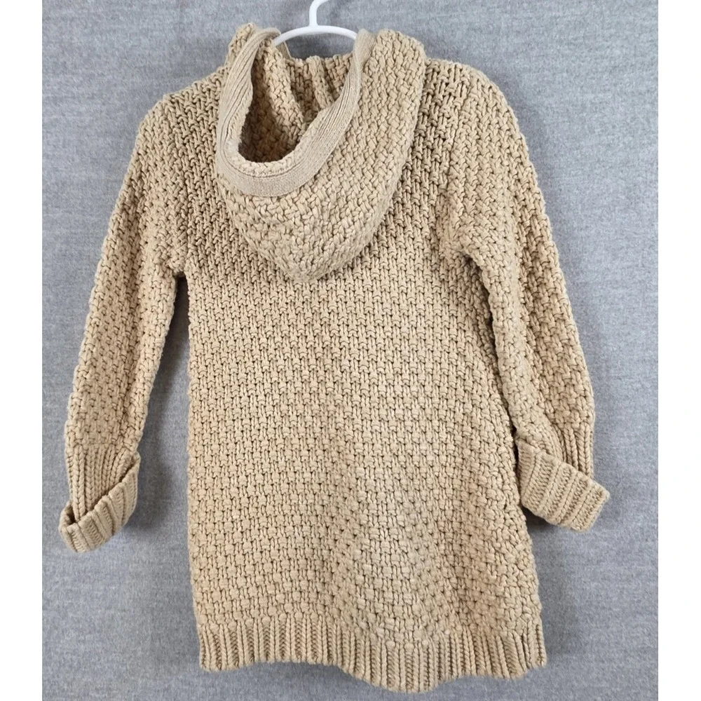 Old Navy Girls 3T Toggle Button Cardigan Sweater Chunky Crochet Knit Hooded Boho